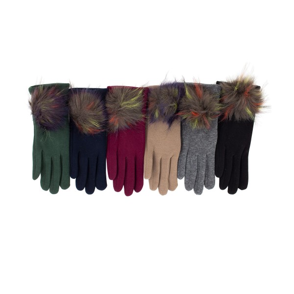 Multicolour Pom Pom Gloves G20202063 Single Pair
